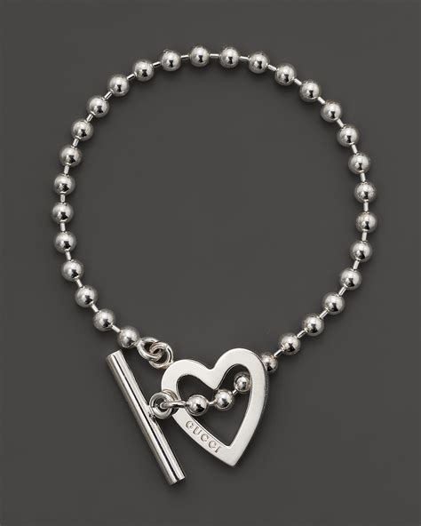 gucci silver toggle heart bracelet|silver bracelet with interlocking g.